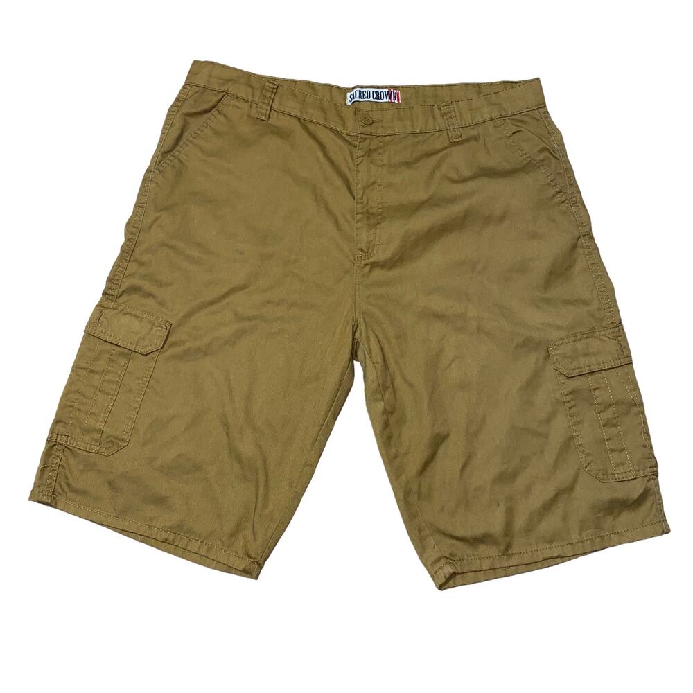 Sacred Crown Cargo Shorts Casual Streetwear y2k dark khaki size 42